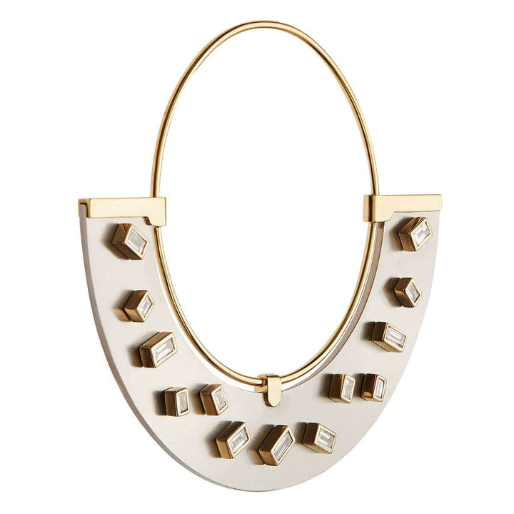 Baguette Sprinkles Half Moon Earrings D - TITANIUM - Ileana Makri store