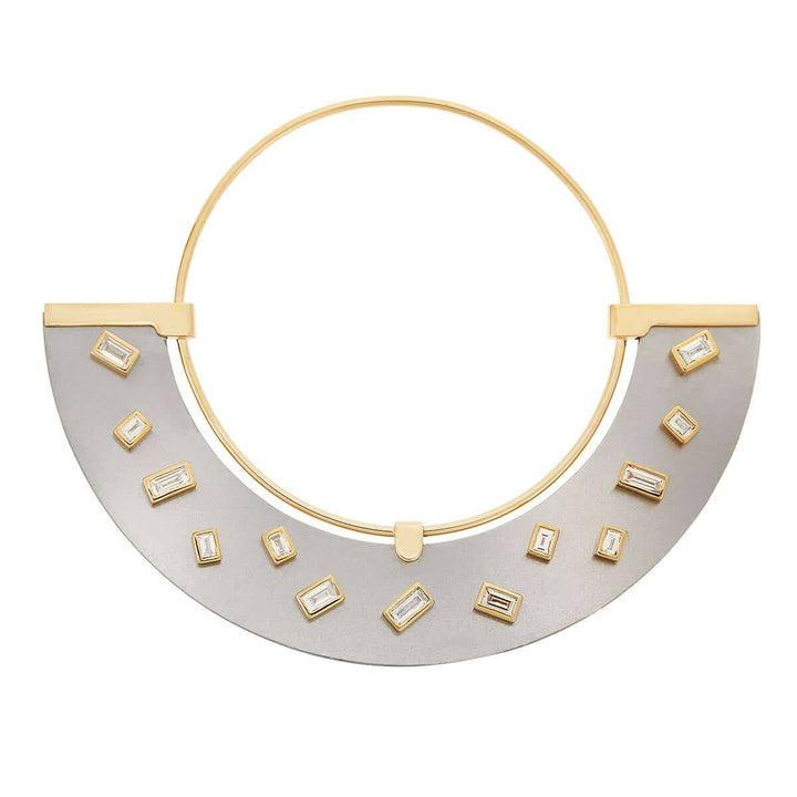 Baguette Sprinkles Half Moon Earrings D - TITANIUM - Ileana Makri store