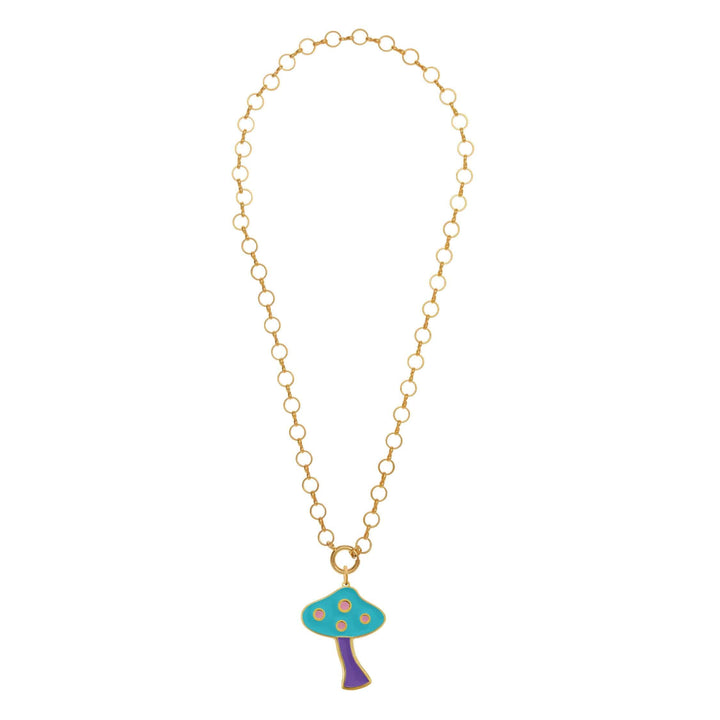 Big Blue Mushroom Necklace - Eye M Flower Power - Ileana Makri store