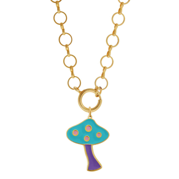 Big Blue Mushroom Necklace - Eye M Flower Power - Ileana Makri store