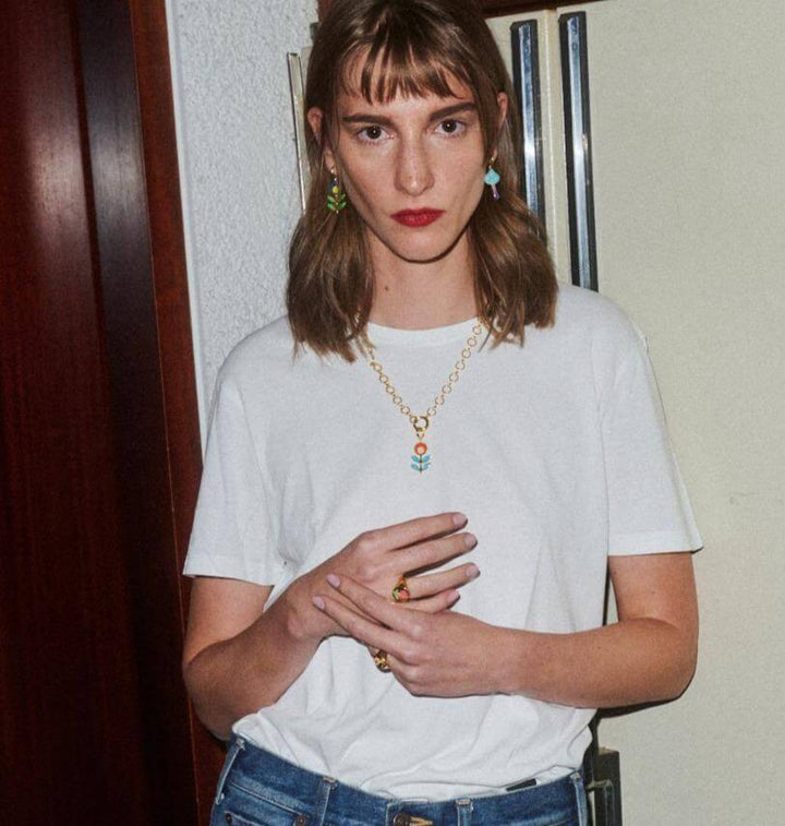 Big Blue Mushroom Necklace - Eye M Flower Power - Ileana Makri store