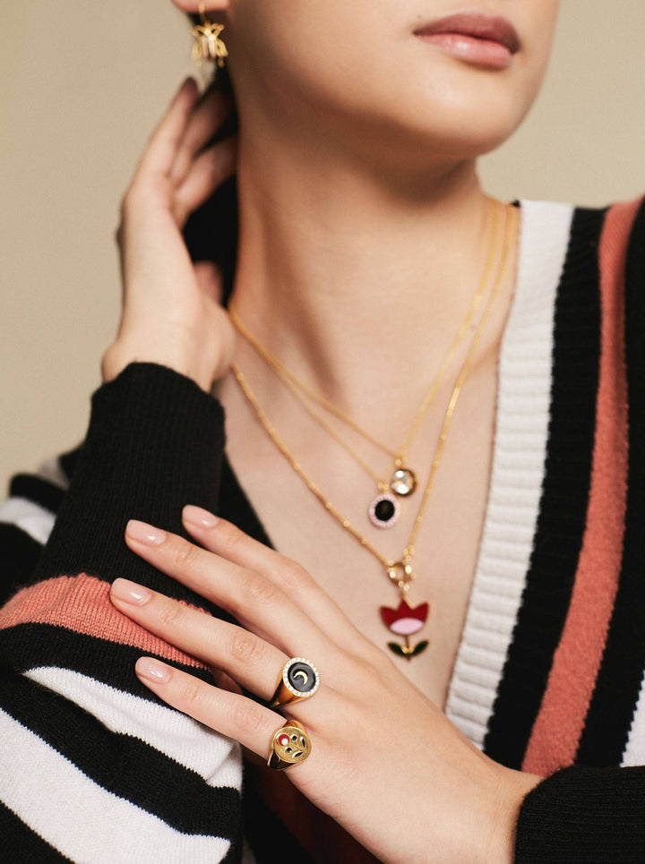 Big Pink Happy Flower Pendant - Eye M Flower Power - Ileana Makri store