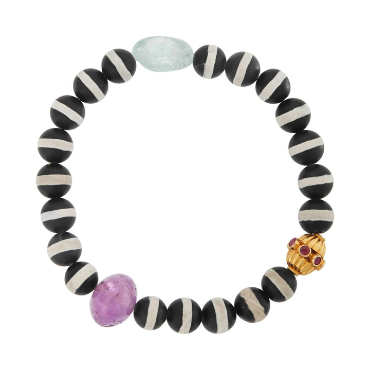Black Agate Stripe Bracelet 67 - Globetrotter - Ileana Makri store