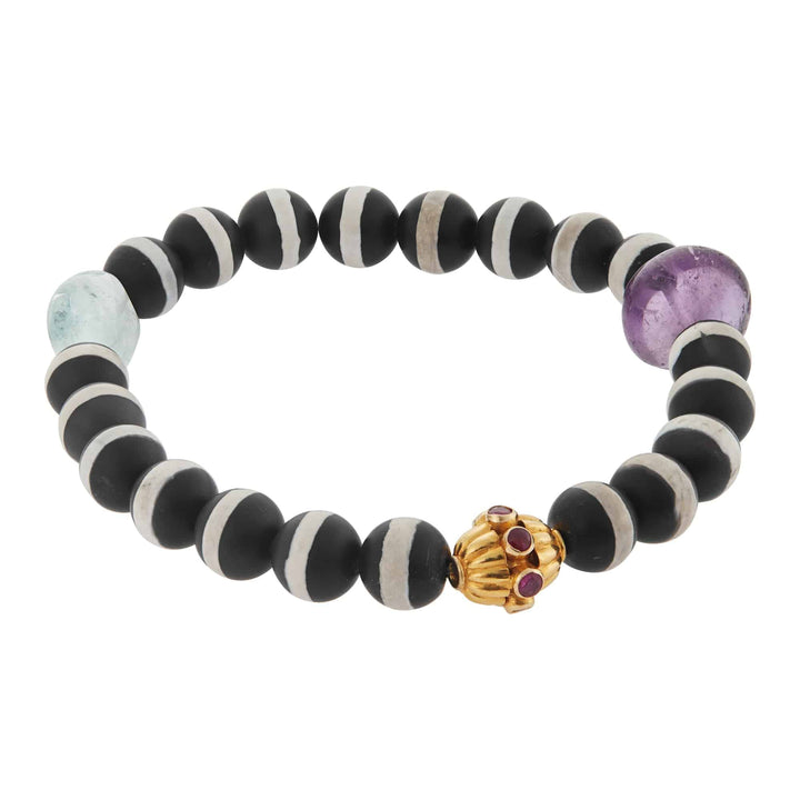 Black Agate Stripe Bracelet 67 - Globetrotter - Ileana Makri store