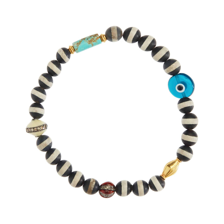 Black Agate Stripe Bracelet 8 - Globetrotter - Ileana Makri store