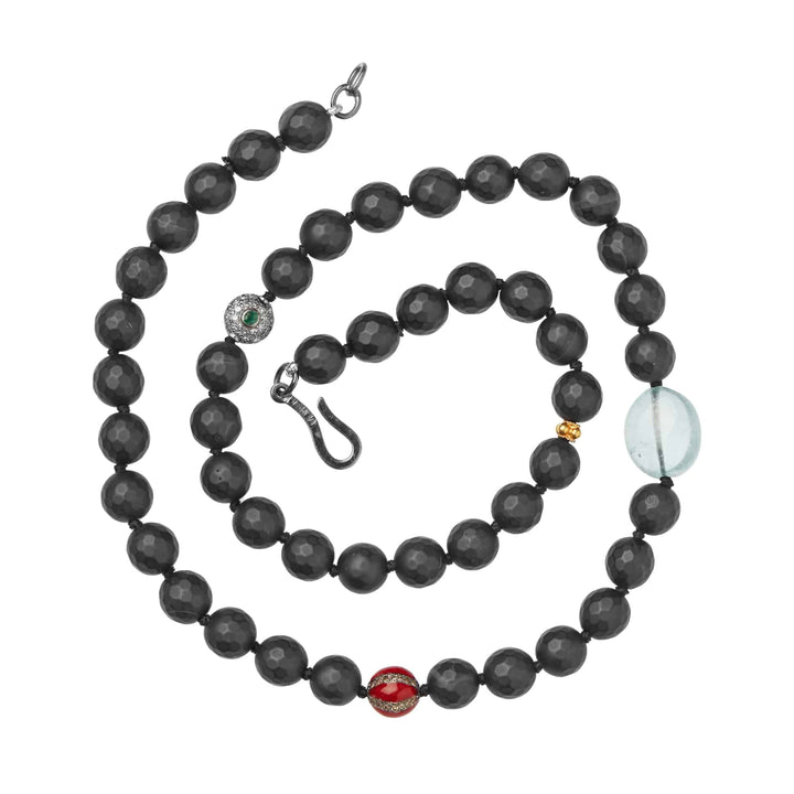 Black Onyx Necklace 31 (45cm) - Globetrotter - Ileana Makri store