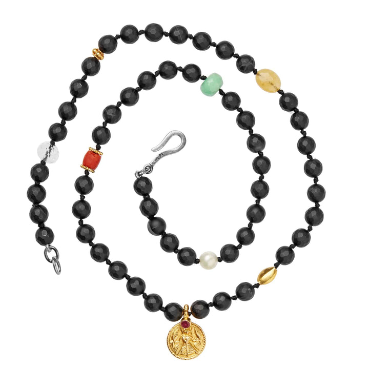 Black Onyx Necklace 32 (45cm) - Globetrotter - Ileana Makri store