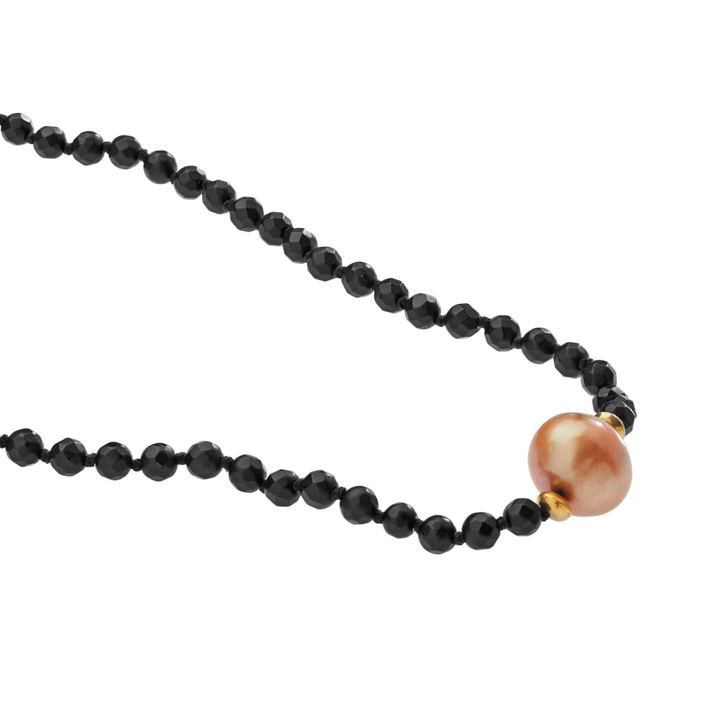 Black Onyx Pearl Necklace 25 (45cm) - Globetrotter - Ileana Makri store