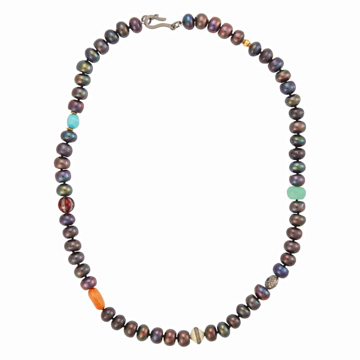 Black Pearl Beaded Necklace 69 (45cm) - Globetrotter - Ileana Makri store