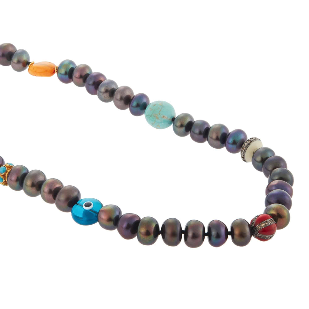 Black Pearl Beaded Necklace 70 (45cm) - Globetrotter - Ileana Makri store