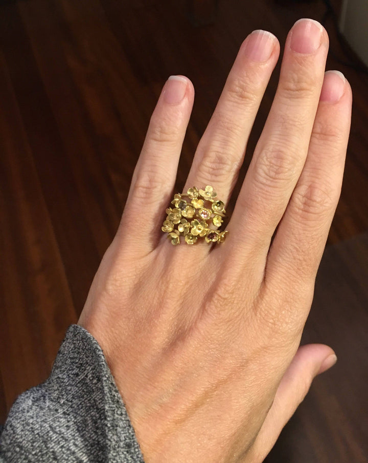 Blooming Tourmaline 3 Flower Ring - Joanna Peters - Ileana Makri store