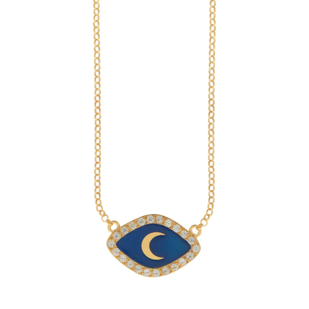 Blue Moon Oval Necklace - Eye M Neon Rocks - Ileana Makri store