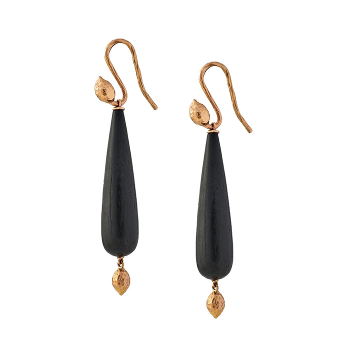 18K Rose Gold & Ebony Sea Kale Drop Earrings, Earrings, Ileana Makri