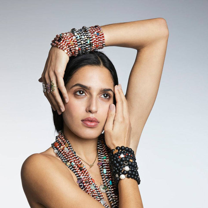 Brown Agate Stripe Bracelet 14 - Globetrotter - Ileana Makri store