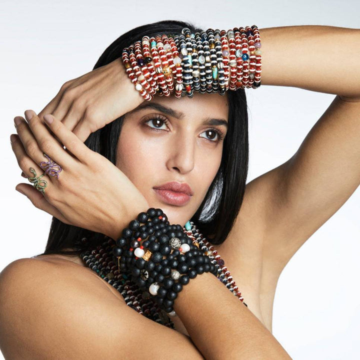 Brown Agate Stripe Bracelet 20 - Globetrotter - Ileana Makri store