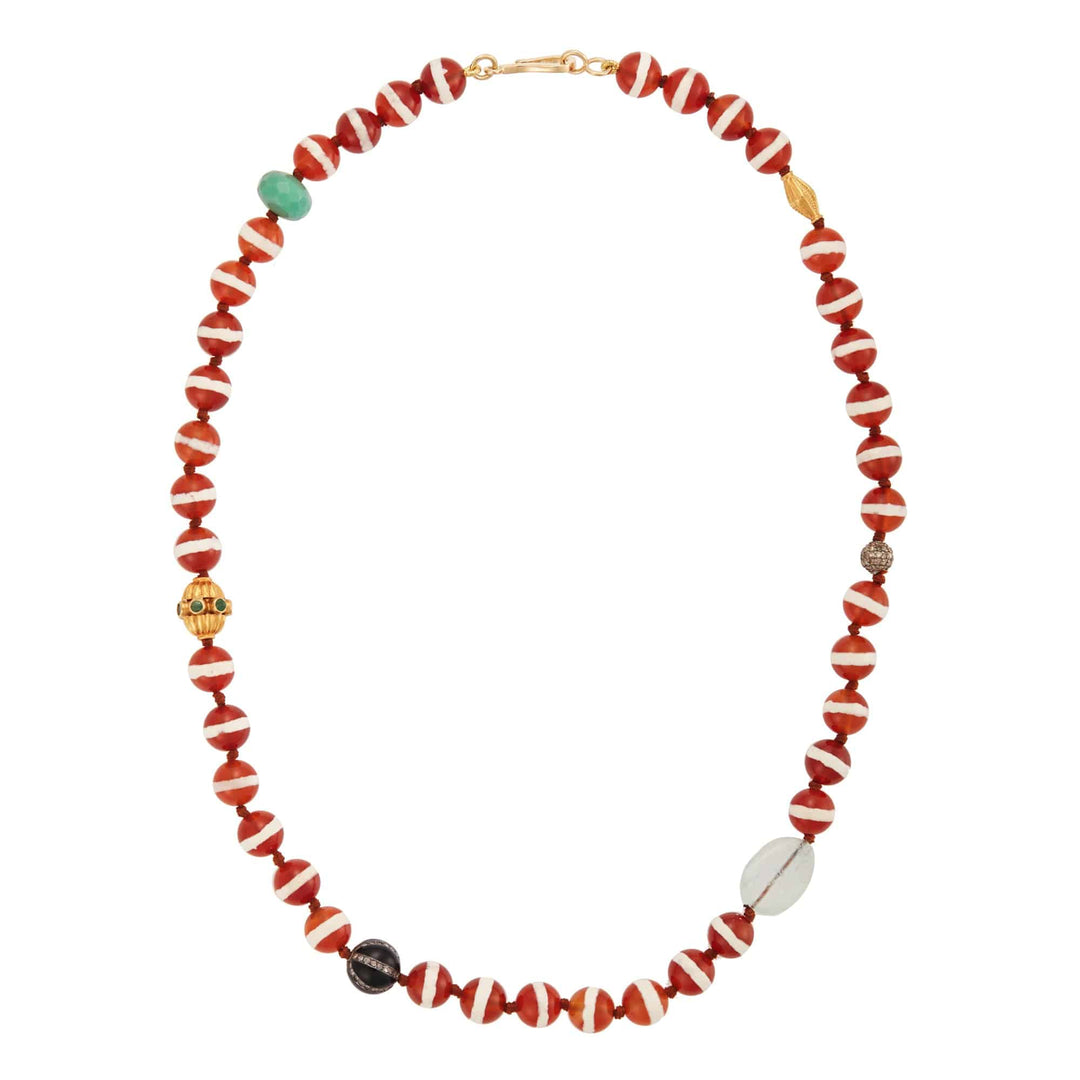 Brown Agate Stripe Necklace 79 (45cm) - Globetrotter - Ileana Makri store