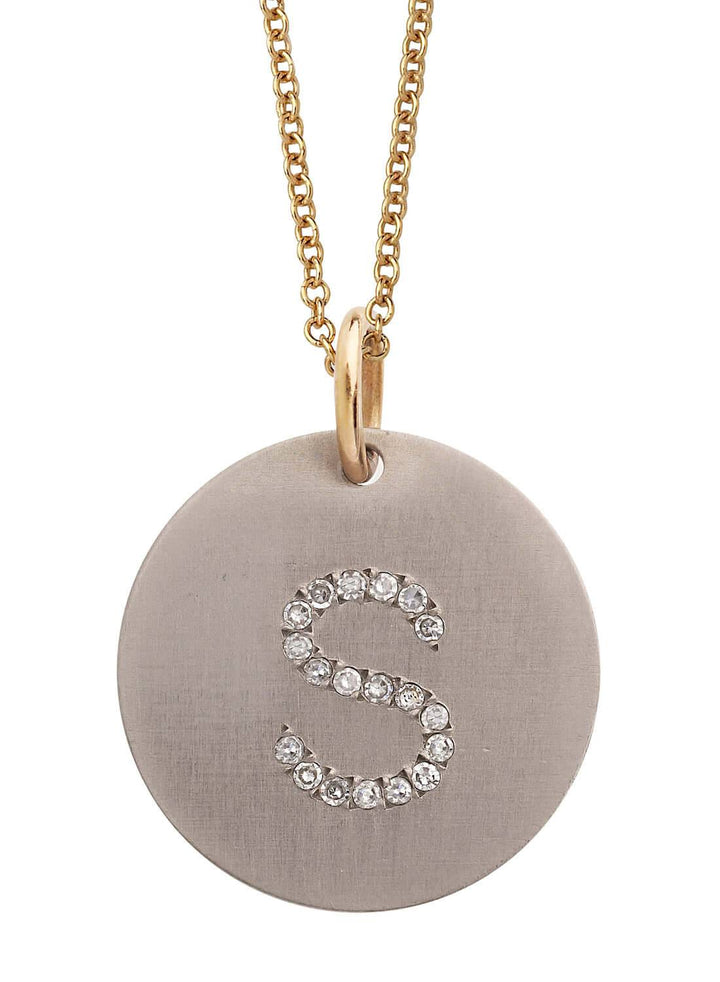 Diamond Letter Pendant T-D - TITANIUM - Ileana Makri store