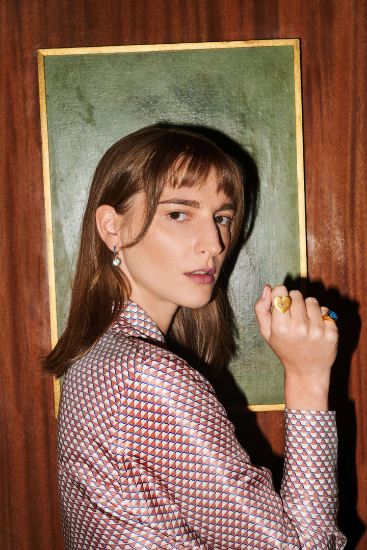 Enamel and Blue Topaz Hoops - Eye M Neon Rocks - Ileana Makri store