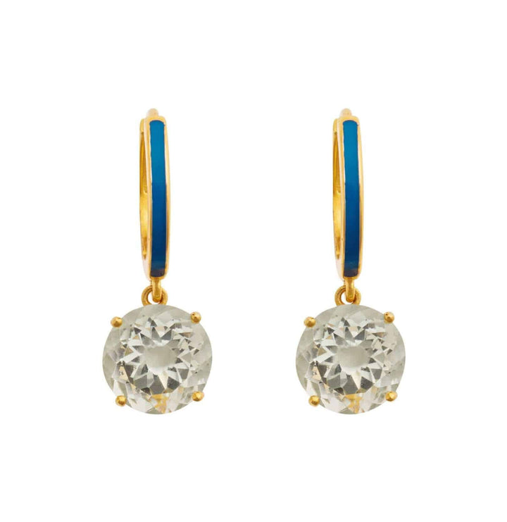 Enamel and Blue Topaz Hoops - Eye M Neon Rocks - Ileana Makri store