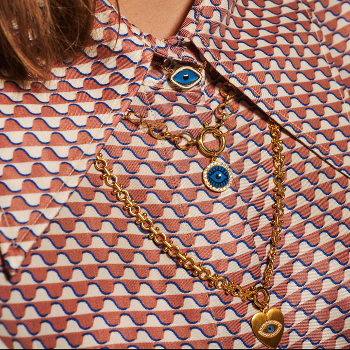 Enamel Oval Eye Necklace - Eye M Eyes - Ileana Makri store