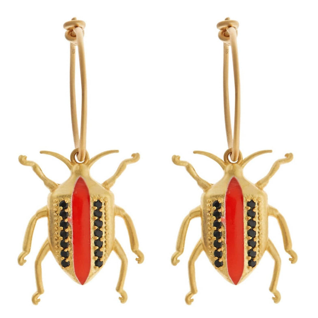 Jewel Beetle Hoops Orange Black - Eye M Jungle - Ileana Makri store