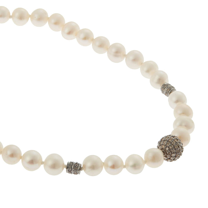 3 Bead Diamond Ball & Pearl Necklace | Ileana Makri