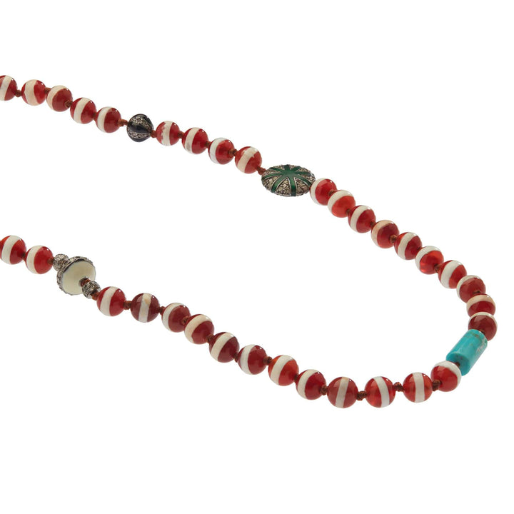 Brown Agate Stripe Necklace 12 (80cm) - Globetrotter - Ileana Makri store
