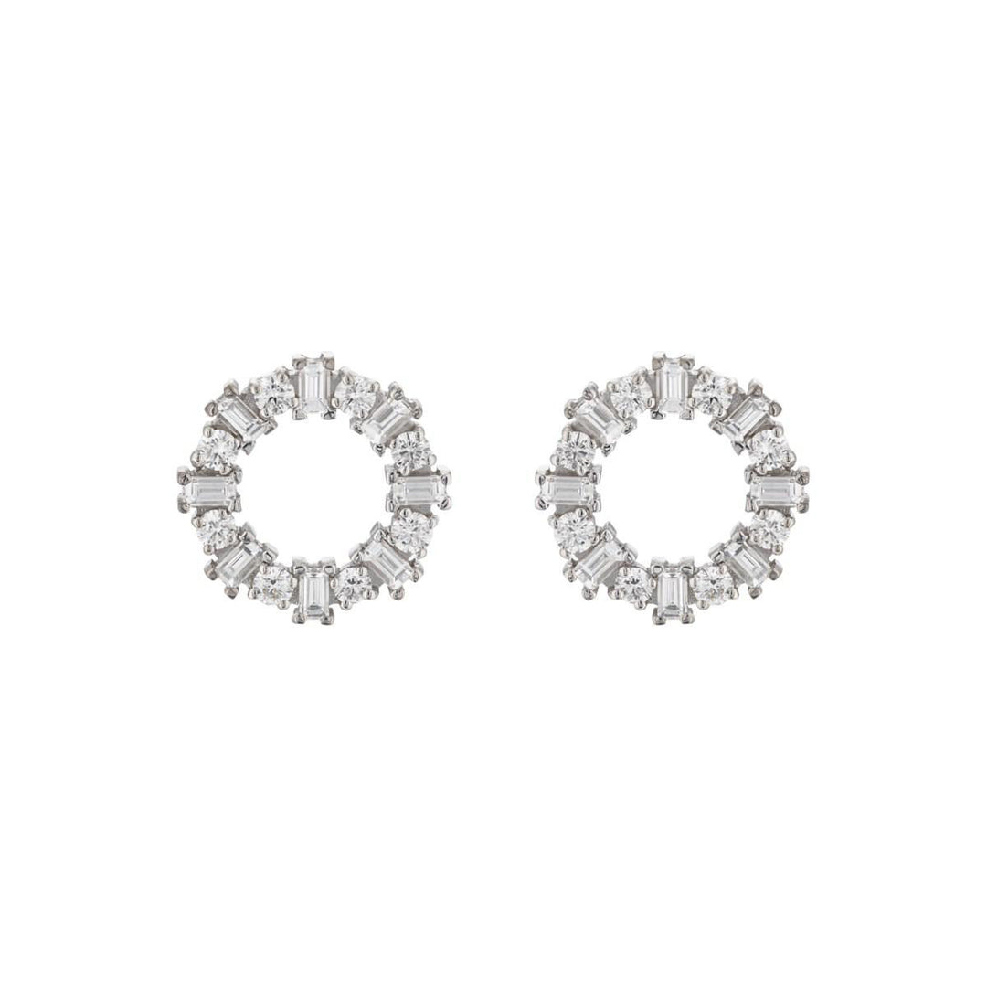 Baguette Diamond Crown Earrings W-D, Earrings, Ileana Makri