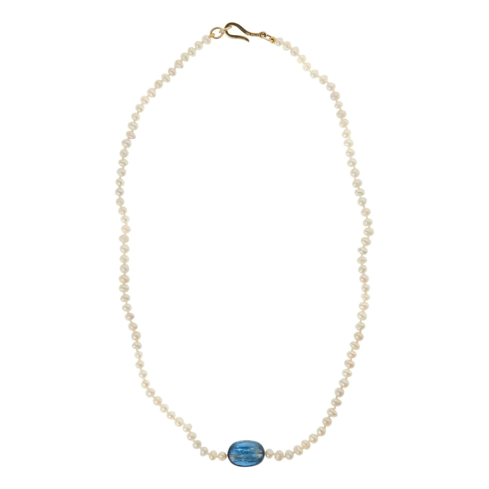 Kyanite Pearl Necklace (45cm) - Globetrotter - Ileana Makri store