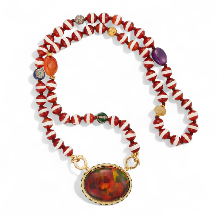 Lava Brown Agate Beaded Necklace