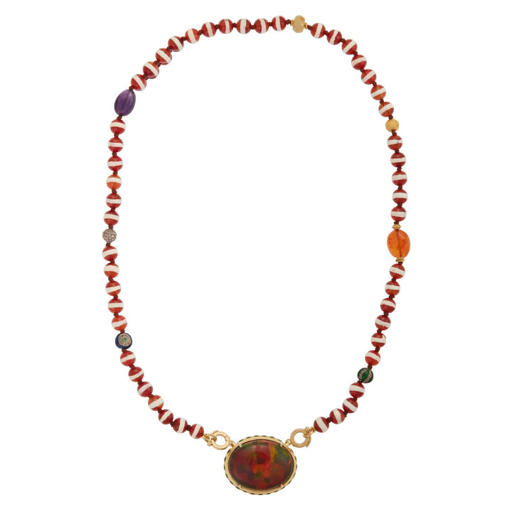 Lava Brown Agate Beaded Necklace - Bespoke - Ileana Makri store