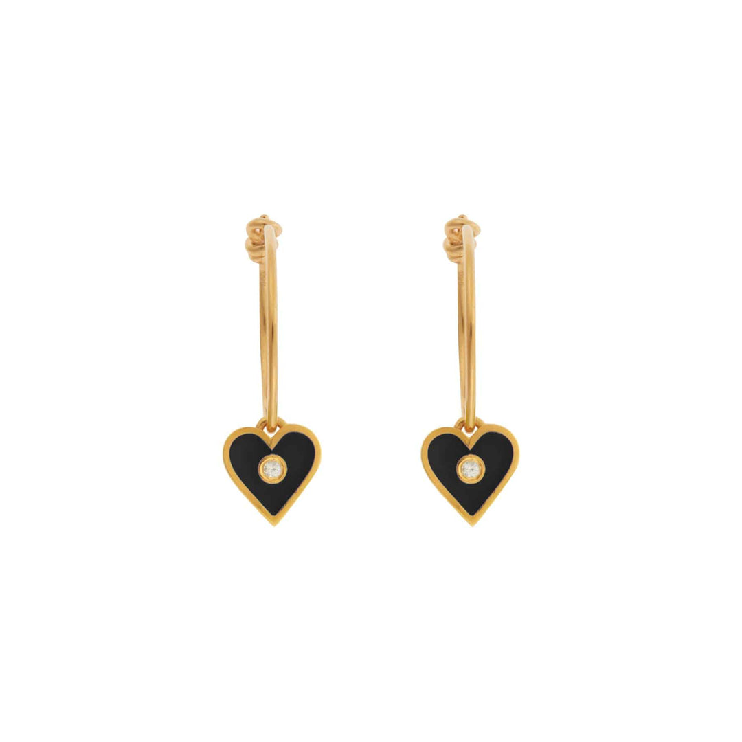 Little Love Black Enamel Hoops - Eye M Core - Ileana Makri store