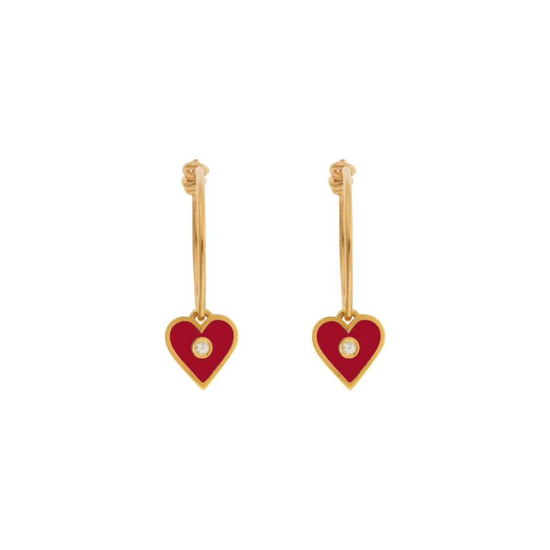 Little Love Red Enamel Hoops - Eye M Hearts - Ileana Makri store