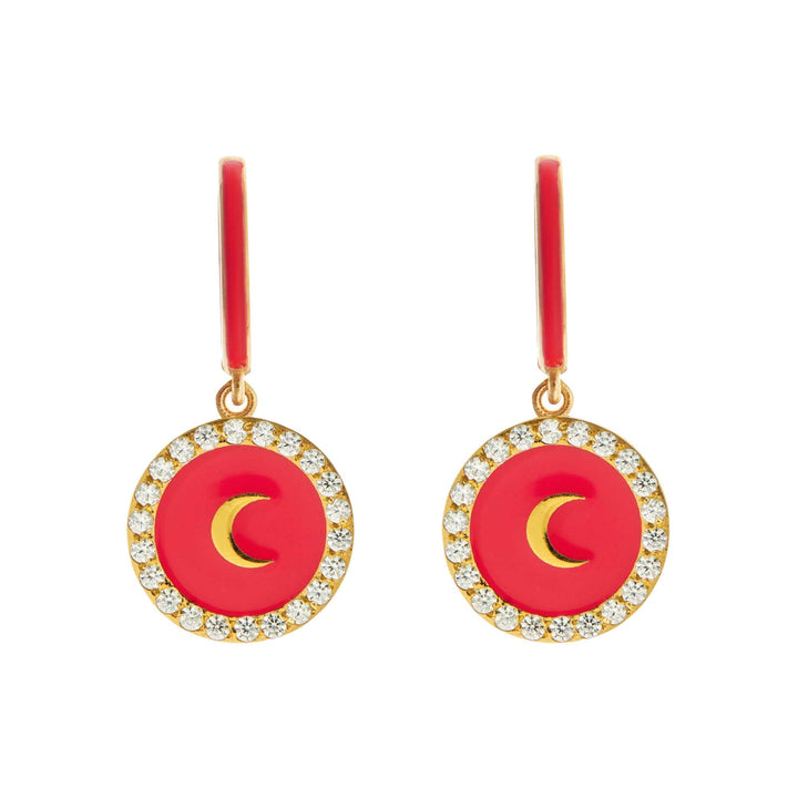 Moon Enamel Hoops - Eye M Neon Rocks - Ileana Makri store