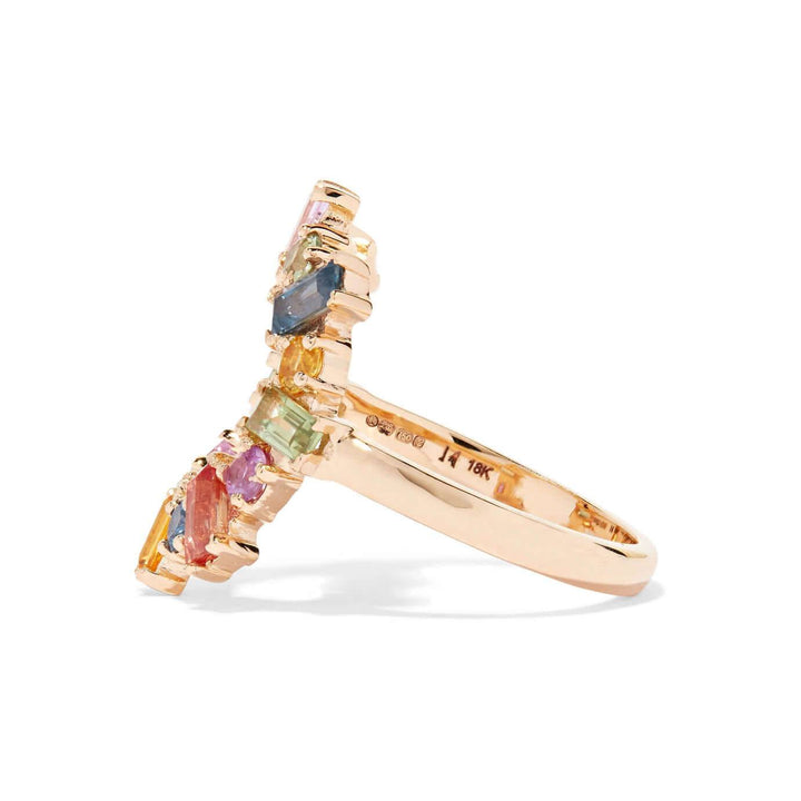 Multicolor Baguette Round Ring - THE EDIT - Ileana Makri store