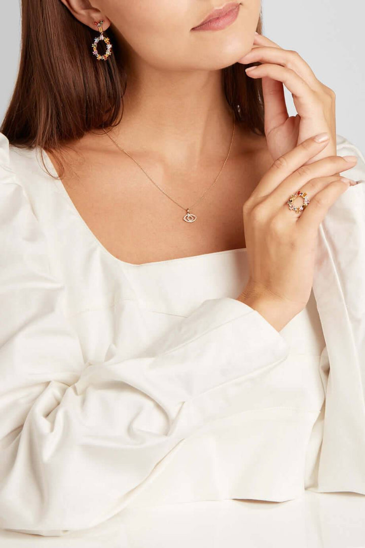 Multicolor Baguette Round Ring - THE EDIT - Ileana Makri store