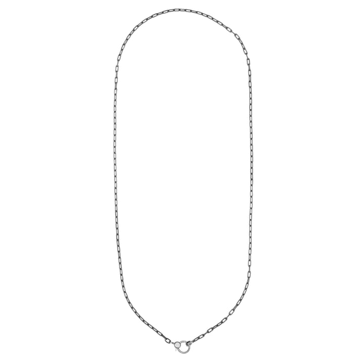 Narrow oblong chain with small gold lock SLV-W14 - Chains - Ileana Makri store