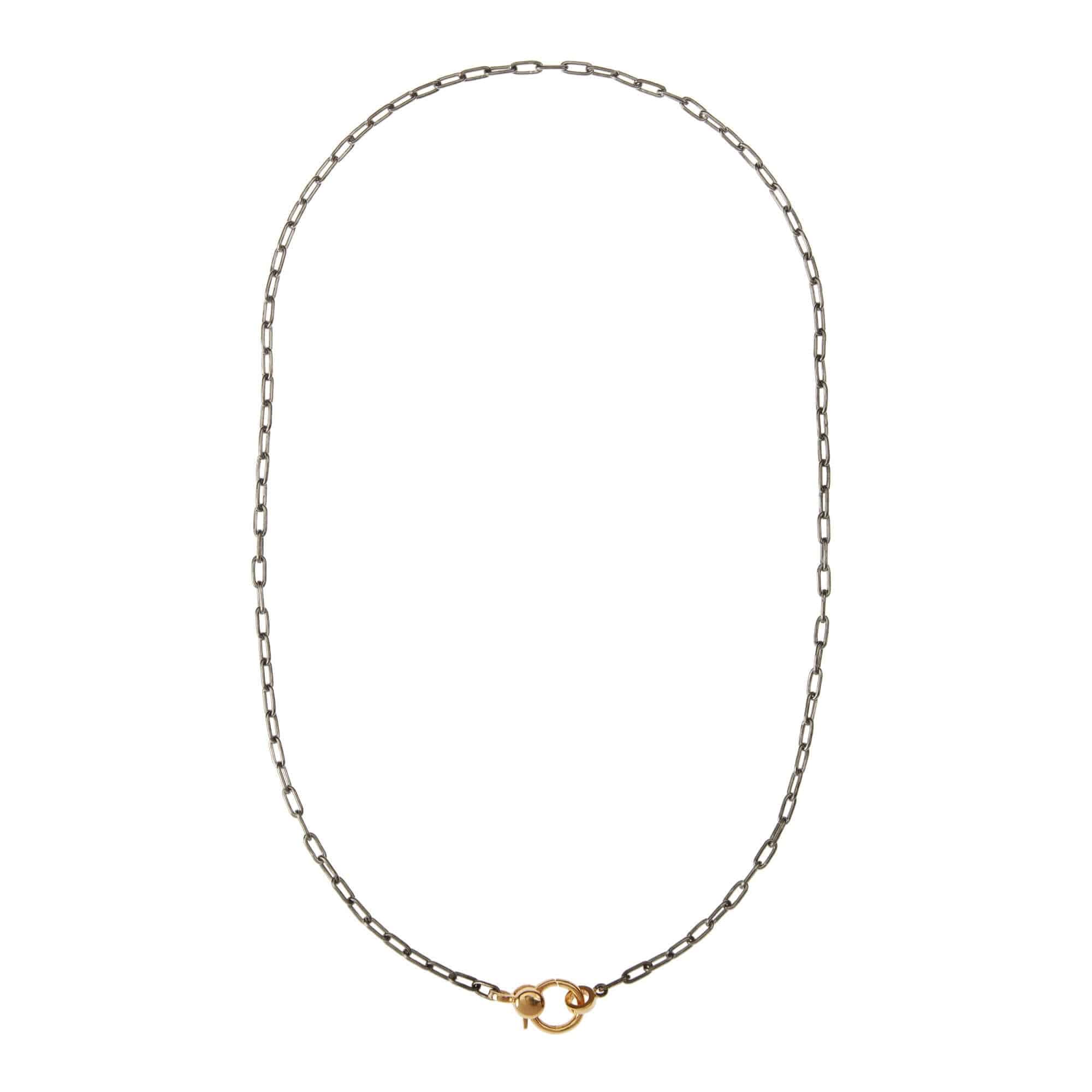 Narrow oblong chain with small gold lock SLVY14 Ileana Makri