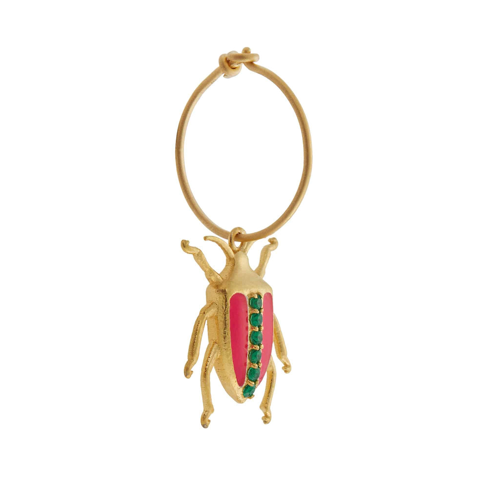 Neon Leaf Beetle Hoops Pink Green - Eye M Jungle - Ileana Makri store