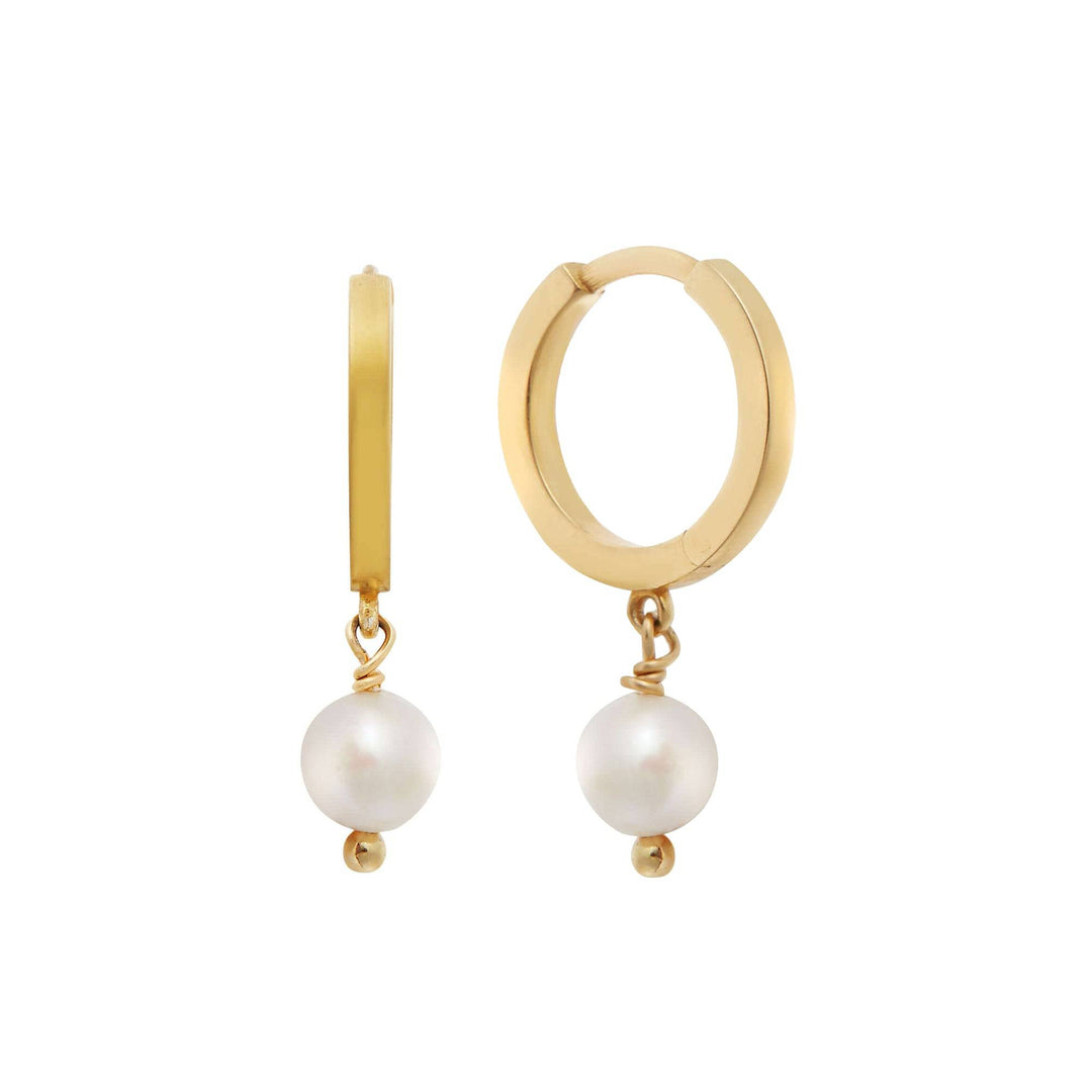 Pearl Drop Mini Hoops slv-yp - Eye M Core - Ileana Makri store