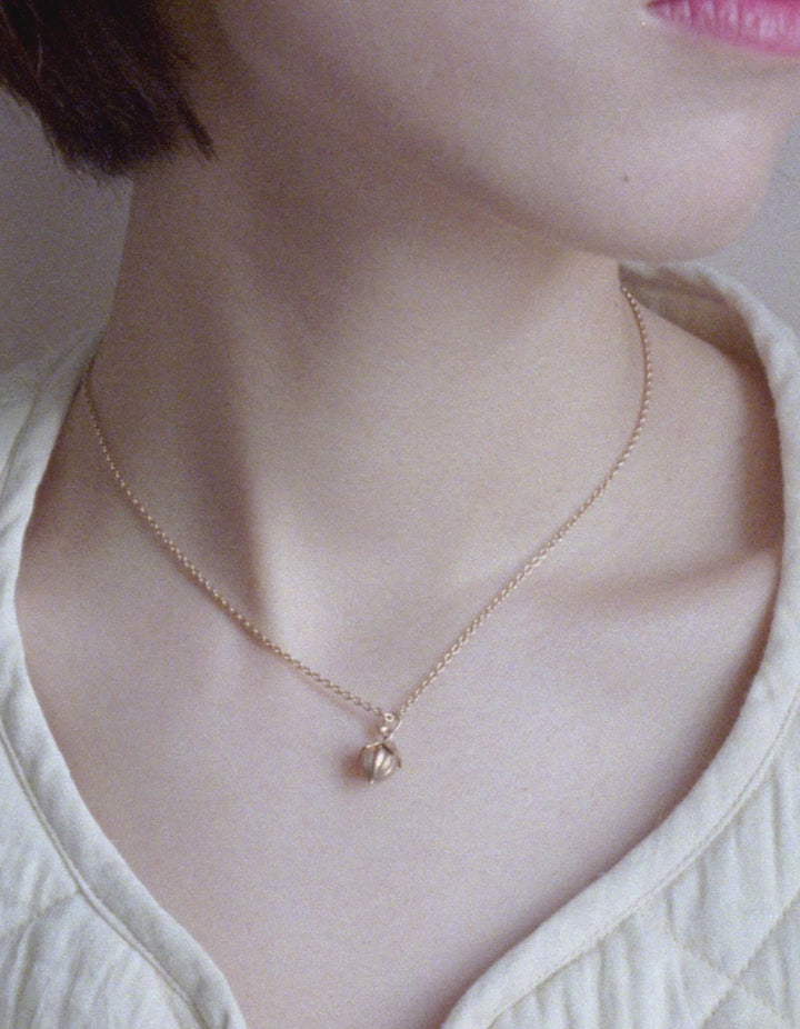 18k Rose Gold Flax Pod Pendant