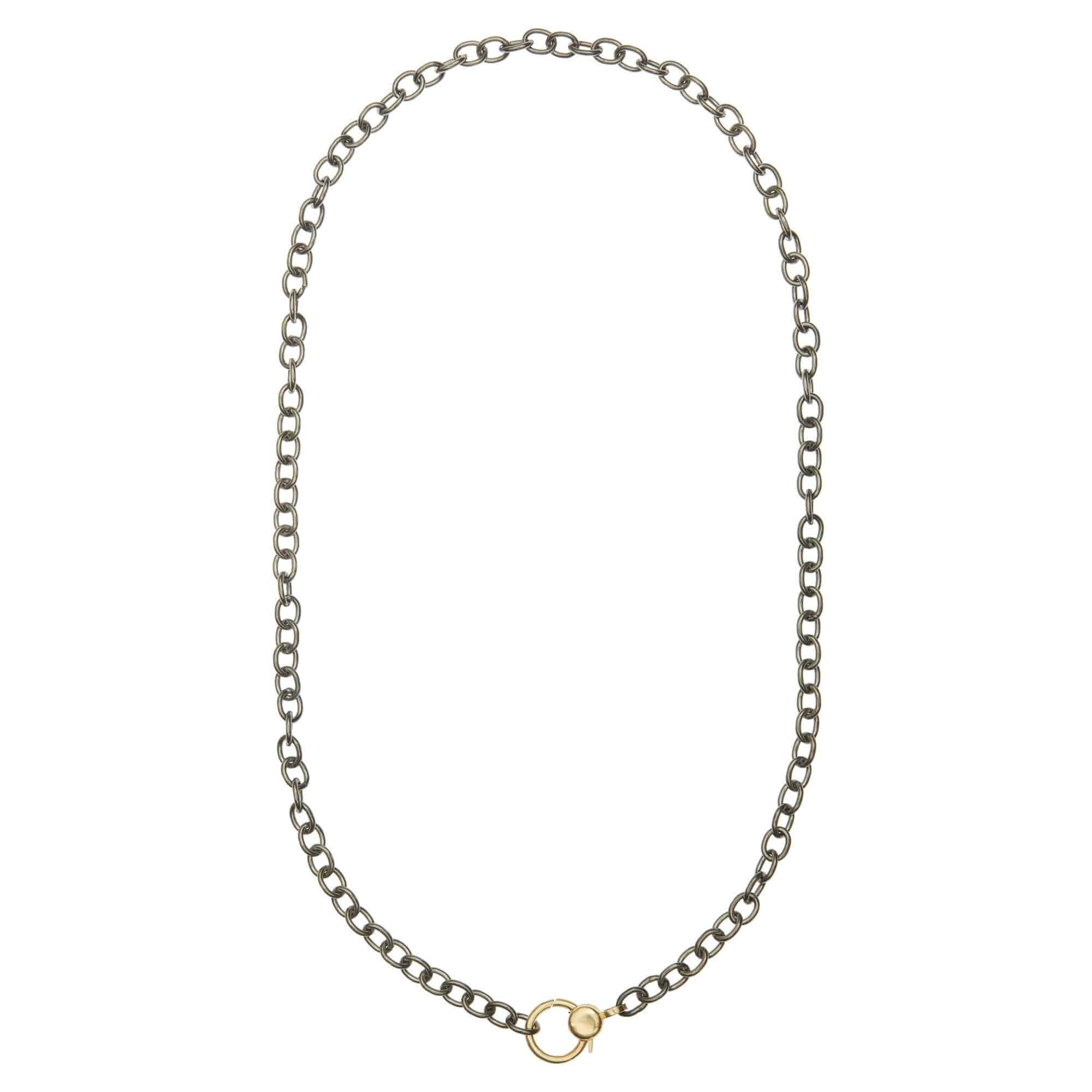 Yellow Gold Small Oblong Lock Chain with Diamond Lock Necklace | Ileana Makri