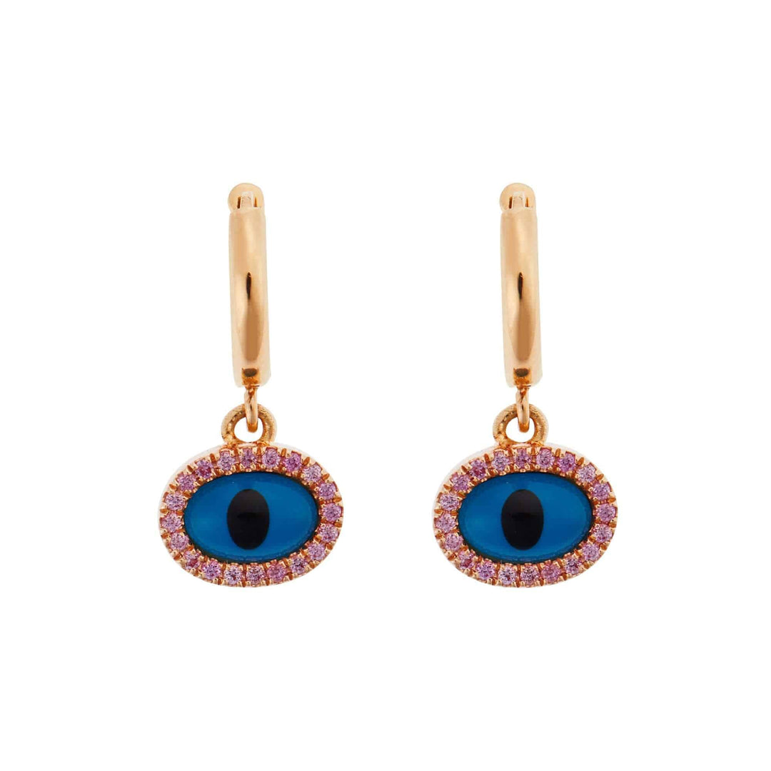 Sapphire Rose Mini Oval Eye Hoops - EVIL EYE - Ileana Makri store
