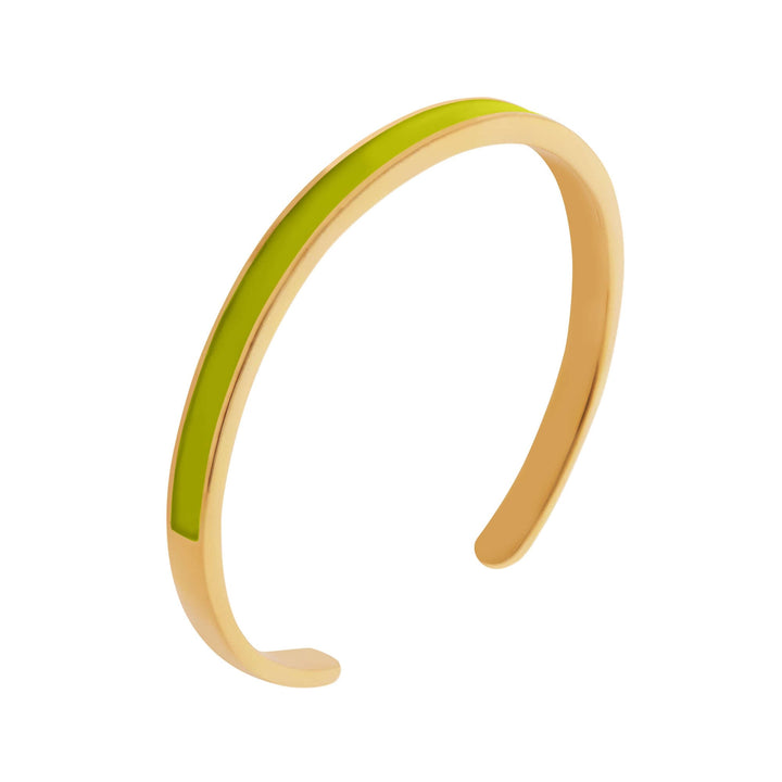 Slim Neon Yellow Enamel Cuff - Eye M Neon Rocks - Ileana Makri store