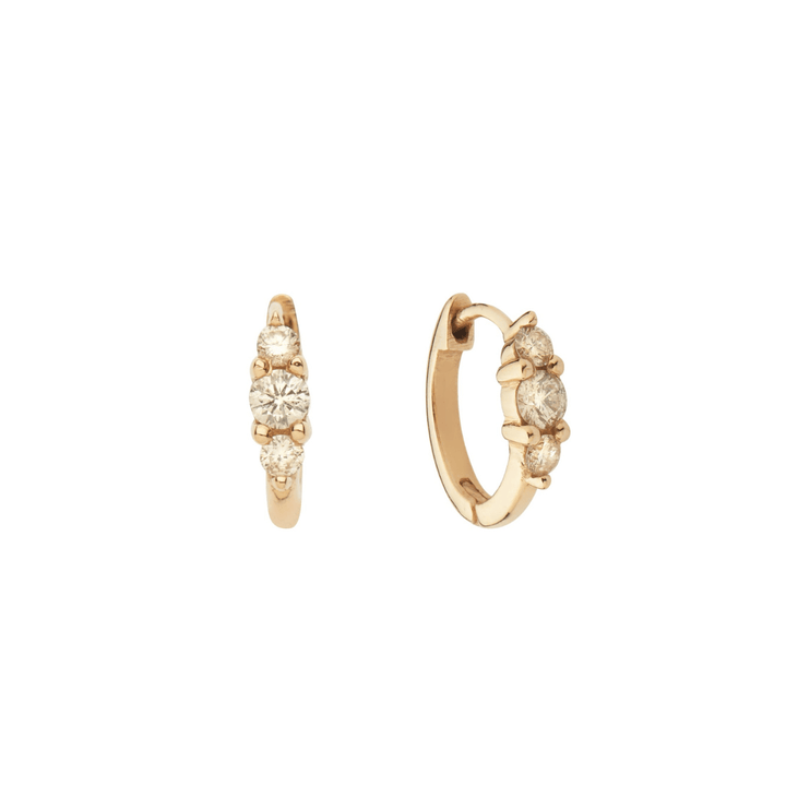 Small Oval Hoops 3 Champagne Diamond Rivulet - Rivulet - Ileana Makri store