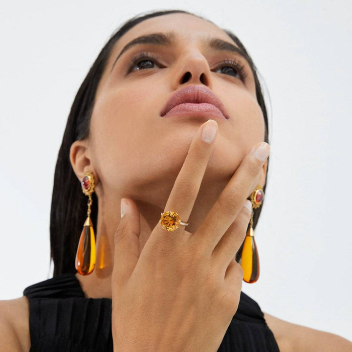 Solitaire Crown Ring Citrine - Crown - Ileana Makri store