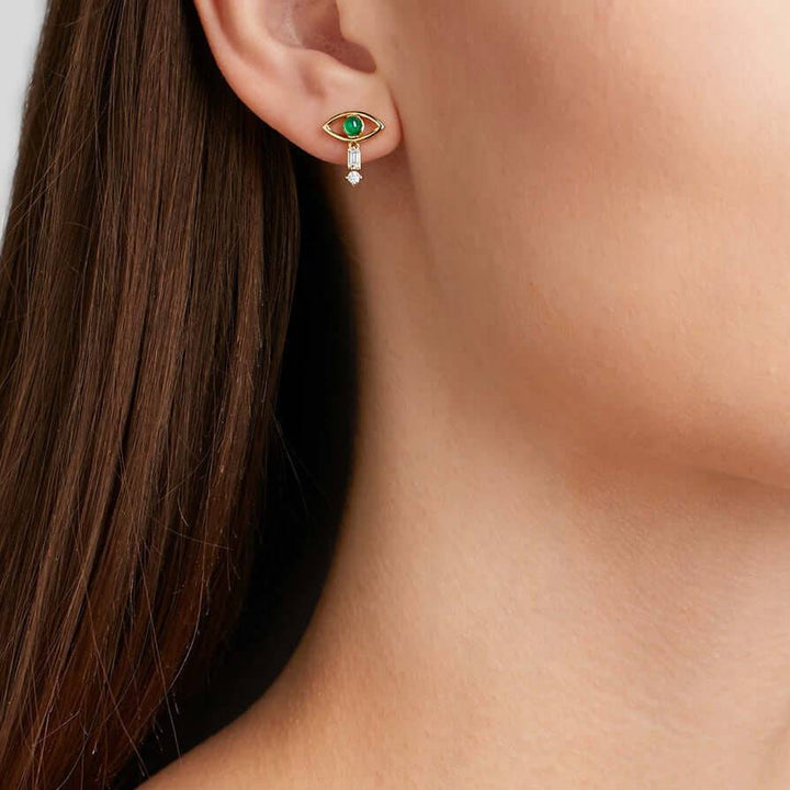 Tiny Baguette Eye Stud Y-D-Em - THE EDIT - Ileana Makri store