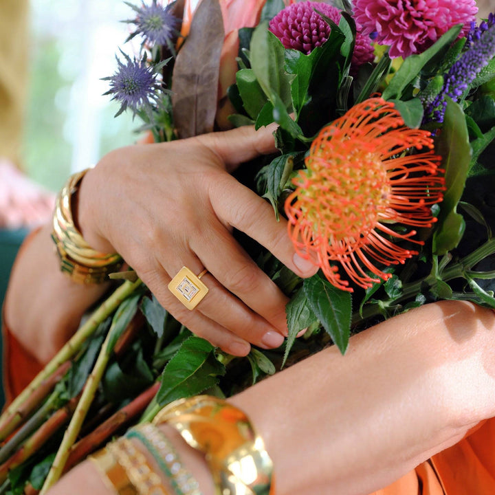 Baguette Diamond Tile Ring Y-D - Ileana Makri