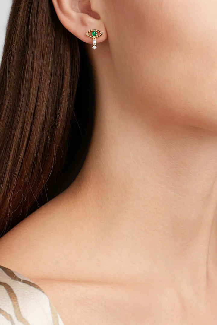 Tiny Baguette Eye Stud Y-D-Bs - THE EDIT - Ileana Makri store