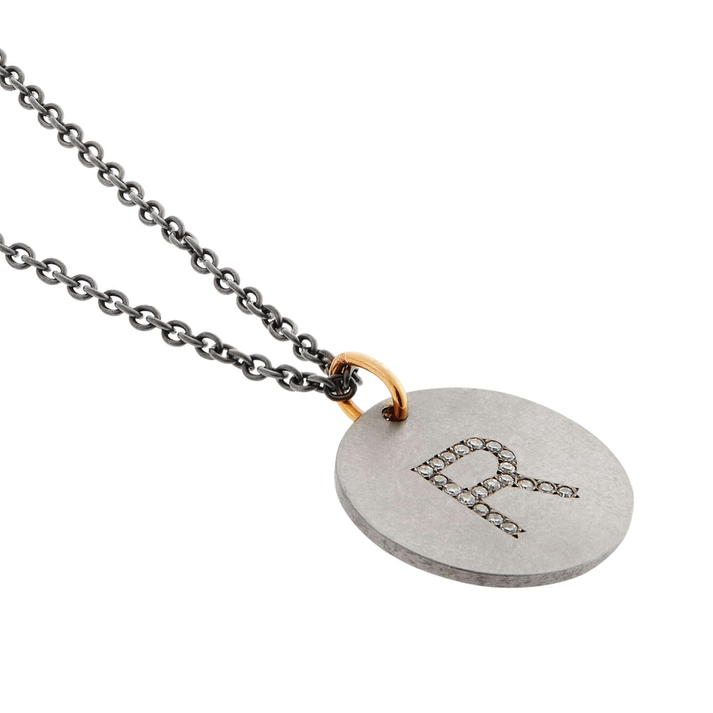 Diamond Letter Pendant T-D - TITANIUM - Ileana Makri store